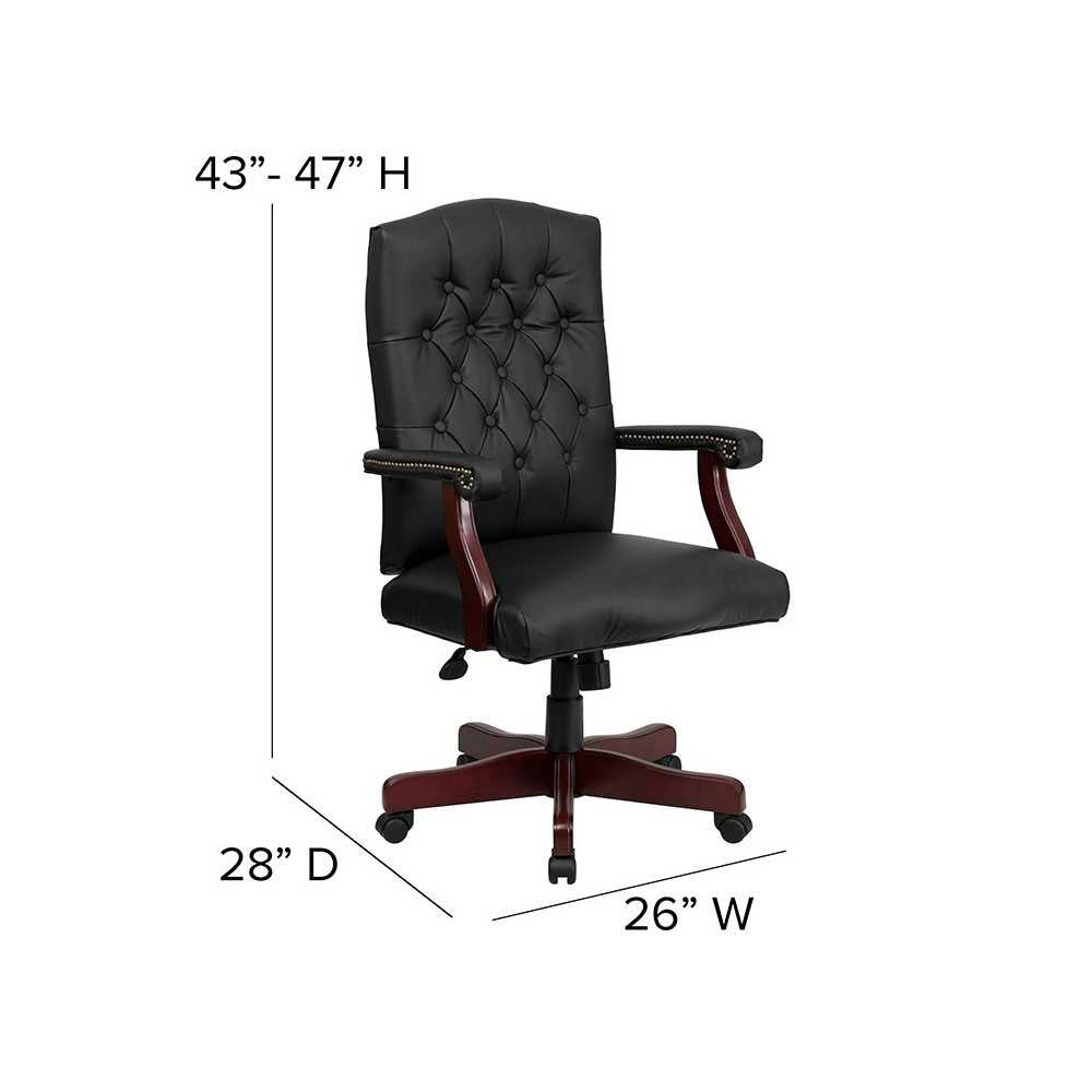 Martha Washington Black LeatherSoft Executive Swivel Office Chair with Arms