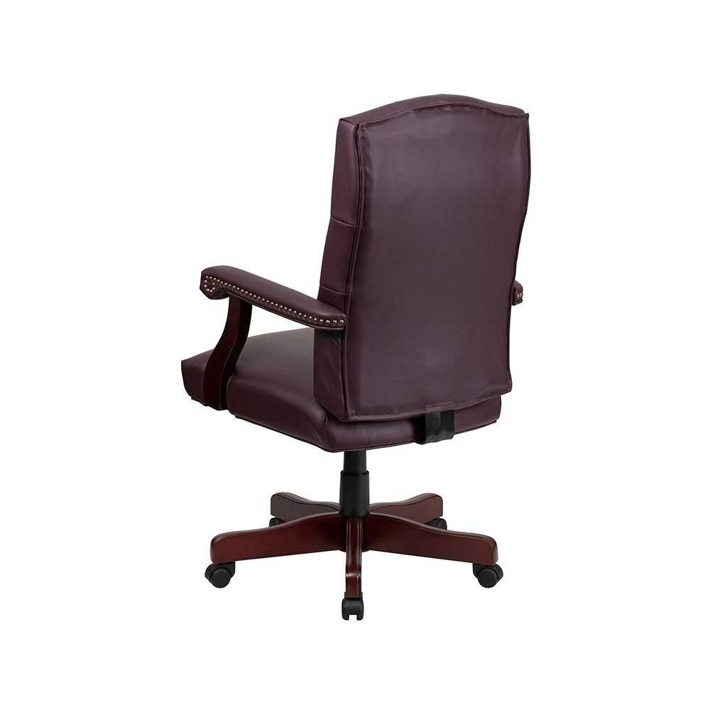 Martha Washington Burgundy LeatherSoft Executive Swivel Office Chair with Arms