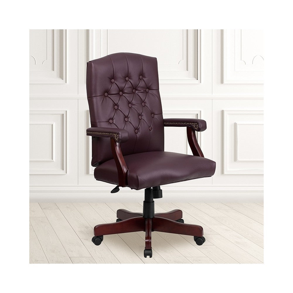 Martha Washington Burgundy LeatherSoft Executive Swivel Office Chair with Arms