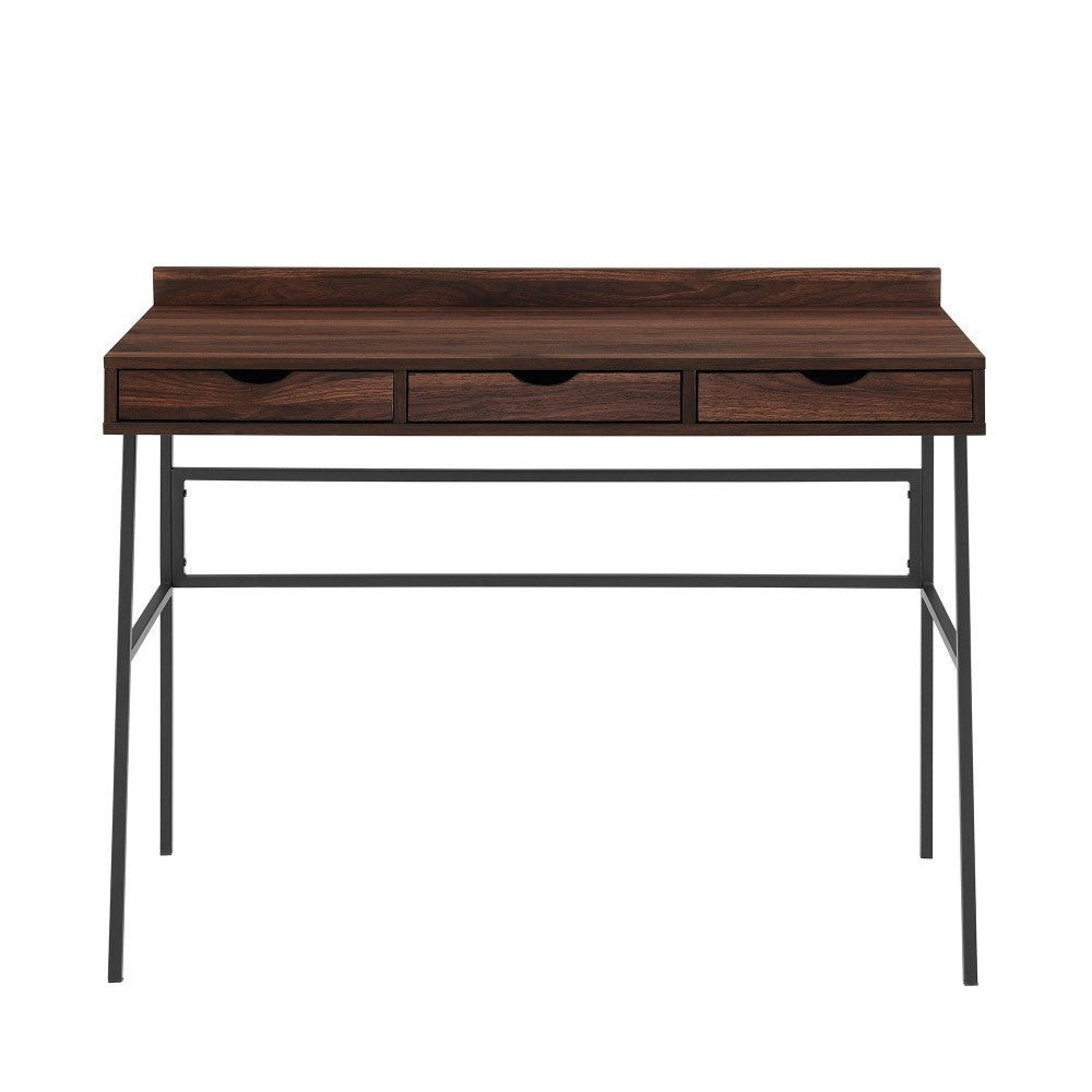 Marvin 42" 3 Drawer Angled Front Desk - Dark Walnut