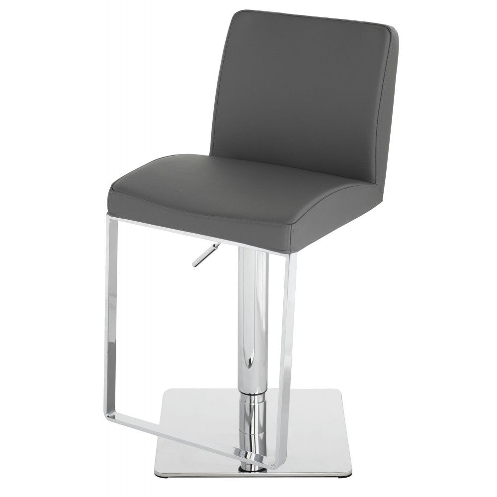 Matteo Dark Gray Leather Adjustable Stool