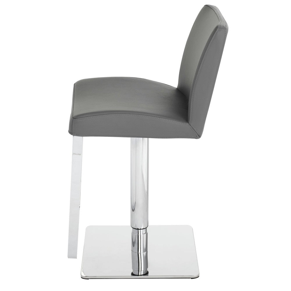 Matteo Dark Gray Leather Adjustable Stool