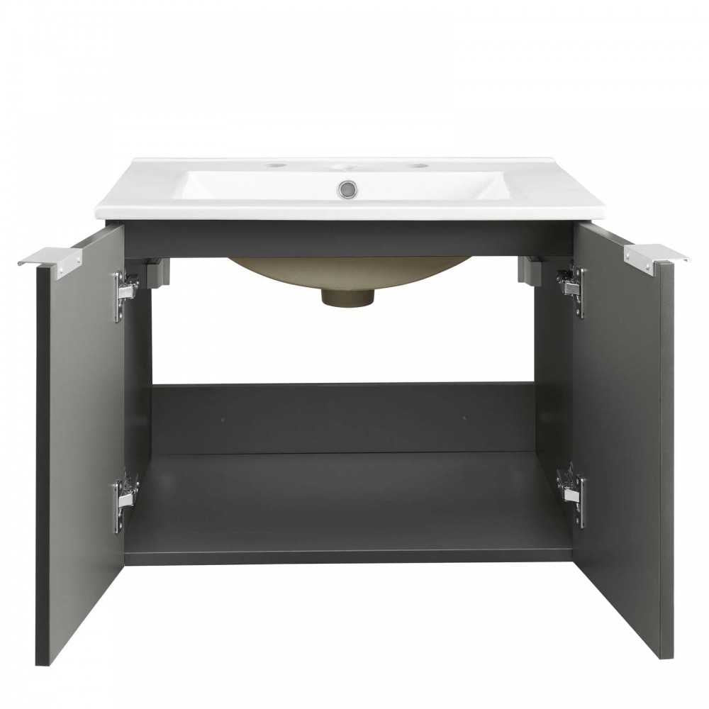 Maybelle 24" Wall-Mount Bathroom Vanity, Gray White