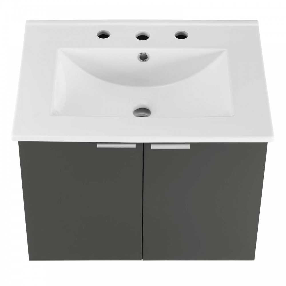 Maybelle 24" Wall-Mount Bathroom Vanity, Gray White