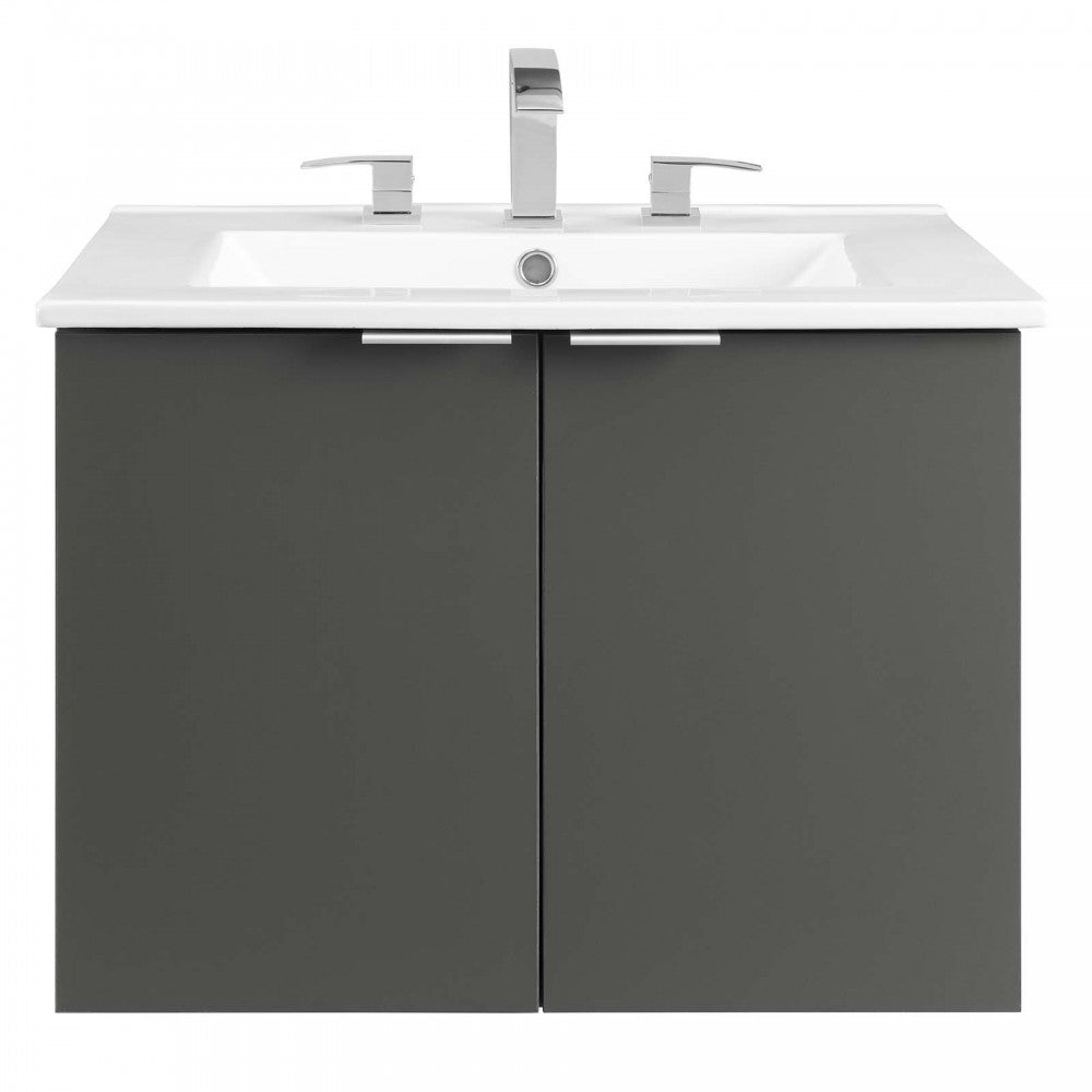 Maybelle 24" Wall-Mount Bathroom Vanity, Gray White