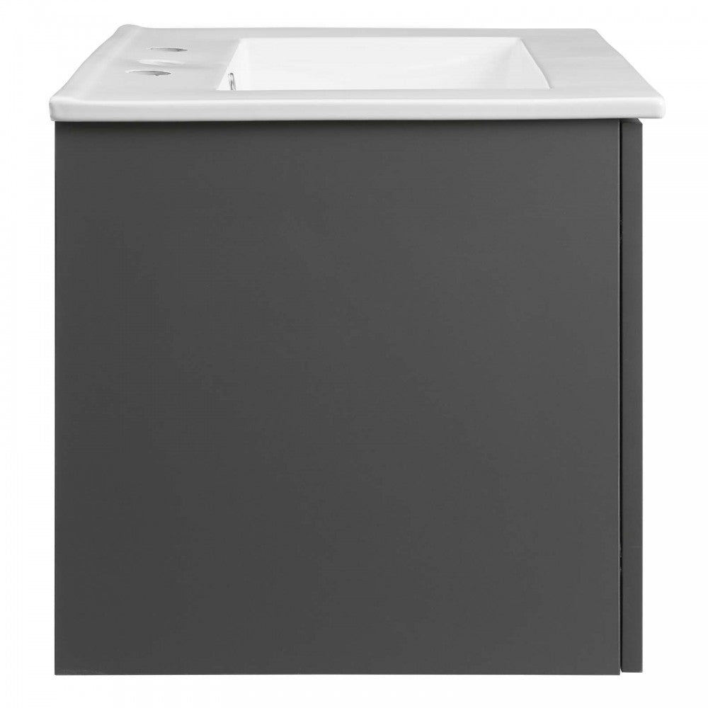 Maybelle 24" Wall-Mount Bathroom Vanity, Gray White
