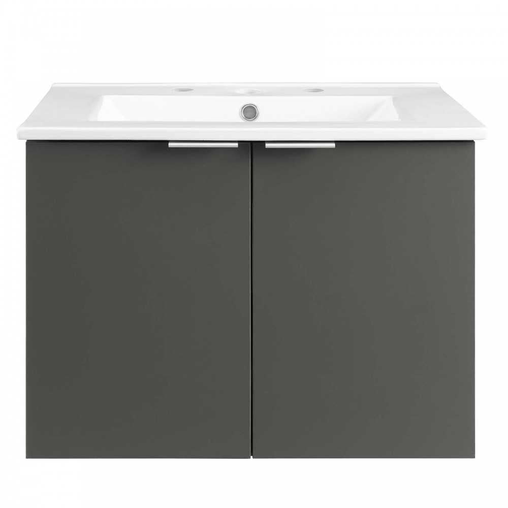 Maybelle 24" Wall-Mount Bathroom Vanity, Gray White