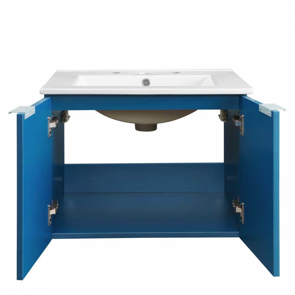 Maybelle 24" Wall-Mount Bathroom Vanity, Navy White