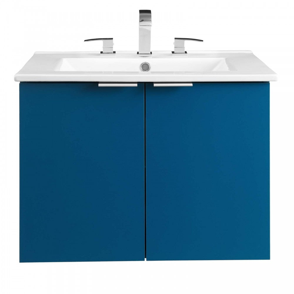 Maybelle 24" Wall-Mount Bathroom Vanity, Navy White