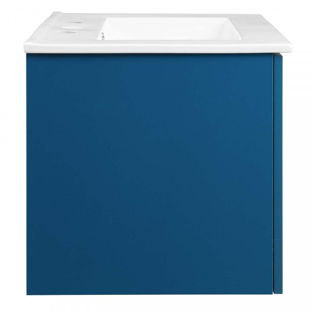 Maybelle 24" Wall-Mount Bathroom Vanity, Navy White
