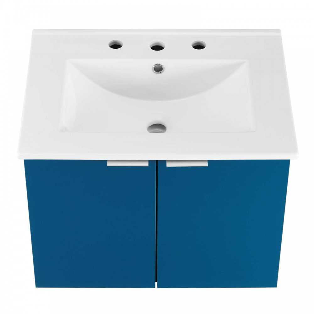 Maybelle 24" Wall-Mount Bathroom Vanity, Navy White