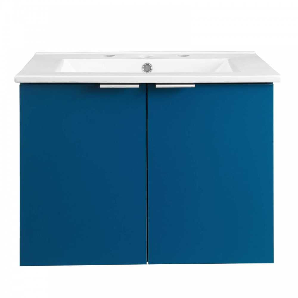 Maybelle 24" Wall-Mount Bathroom Vanity, Navy White