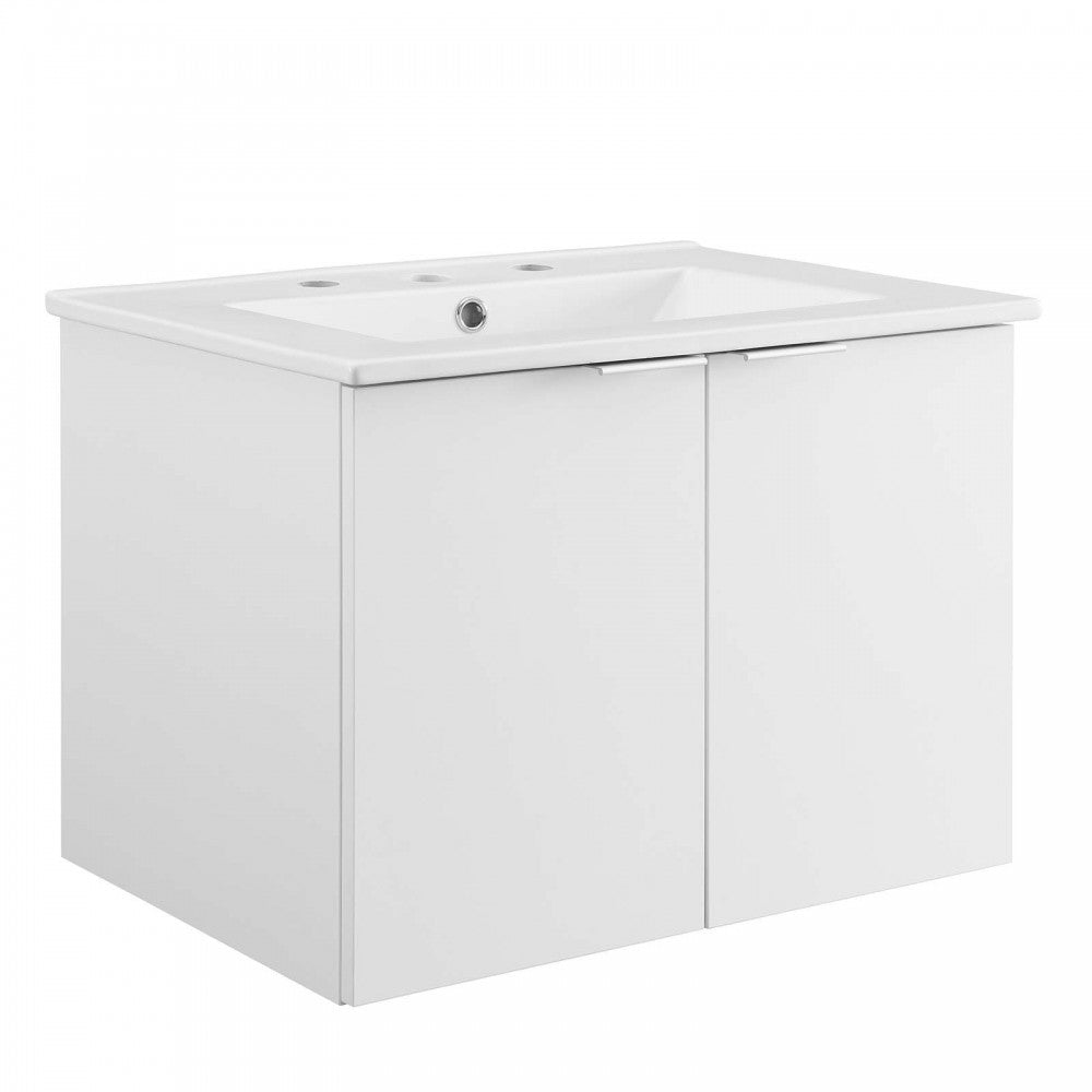 Maybelle 24" Wall-Mount Bathroom Vanity, White White