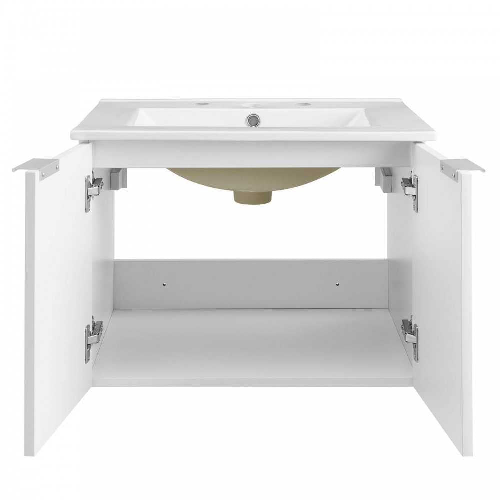 Maybelle 24" Wall-Mount Bathroom Vanity, White White