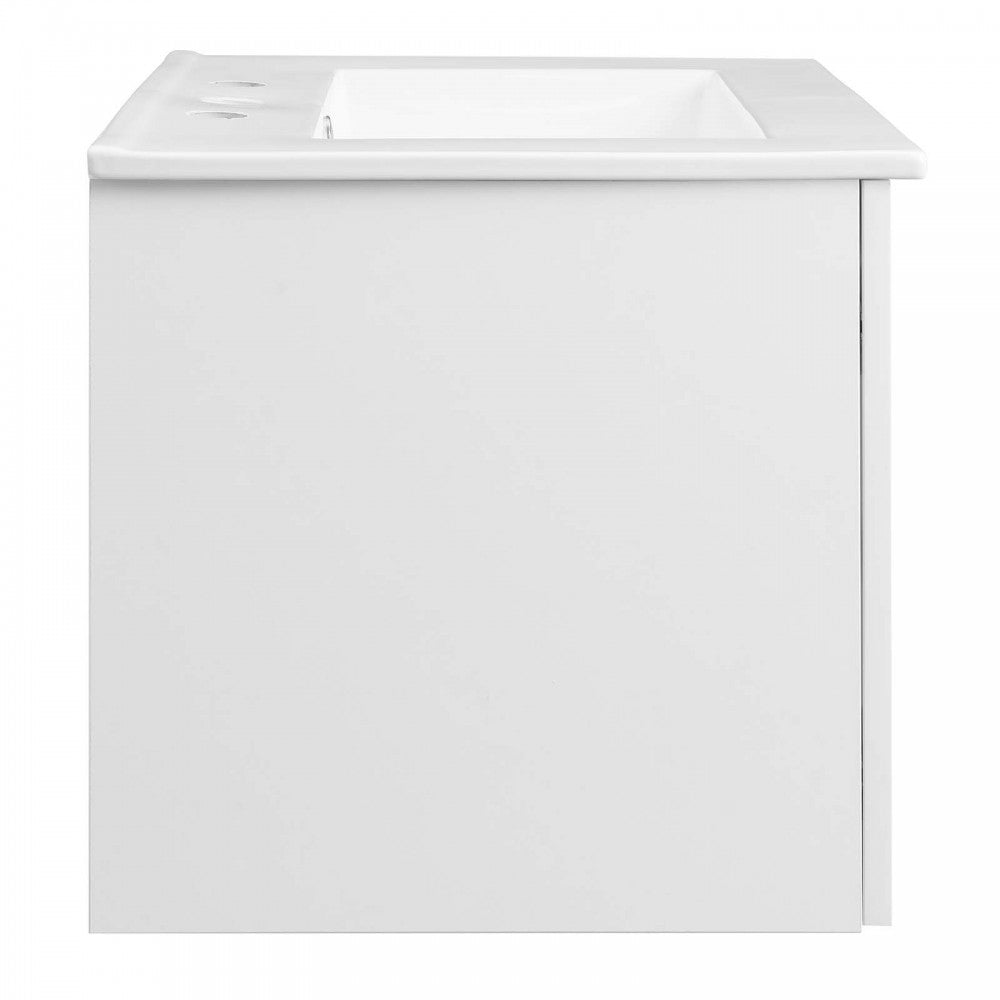 Maybelle 24" Wall-Mount Bathroom Vanity, White White