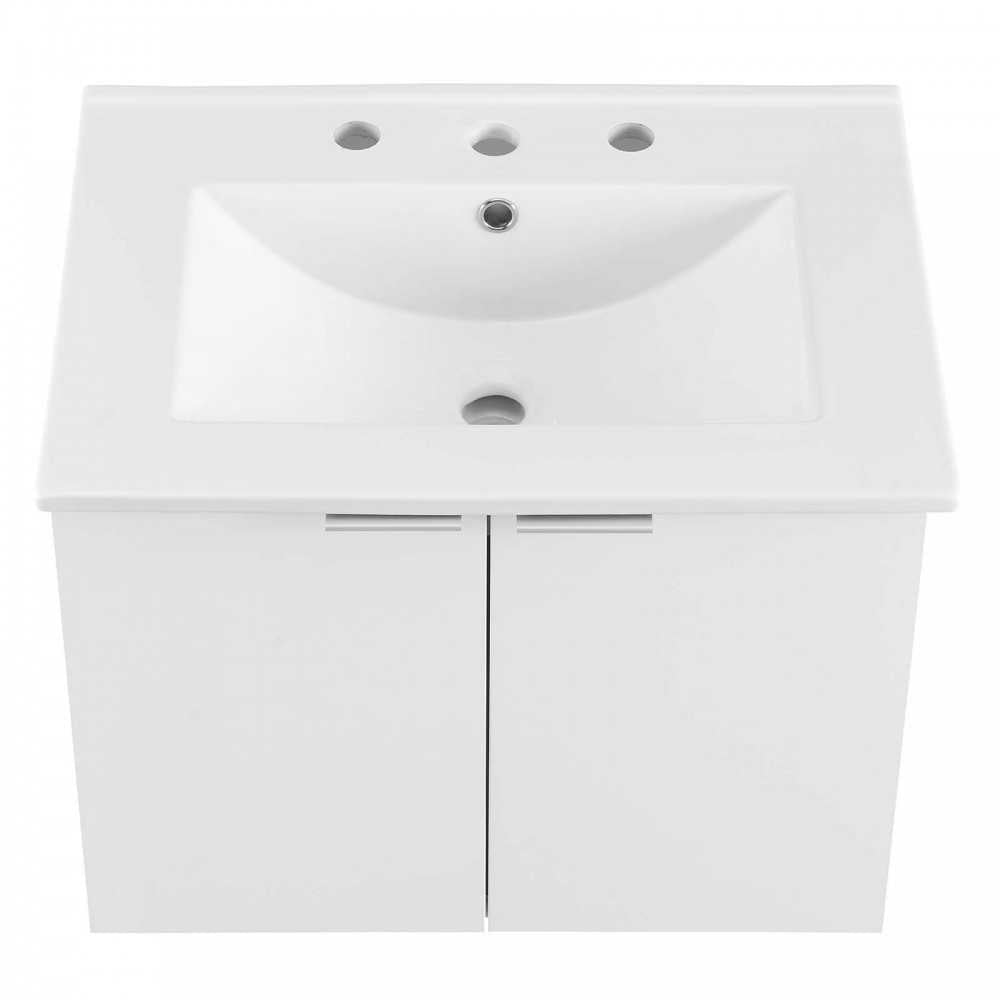 Maybelle 24" Wall-Mount Bathroom Vanity, White White