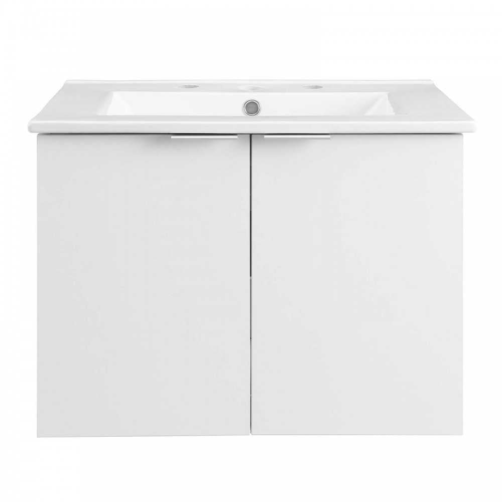 Maybelle 24" Wall-Mount Bathroom Vanity, White White