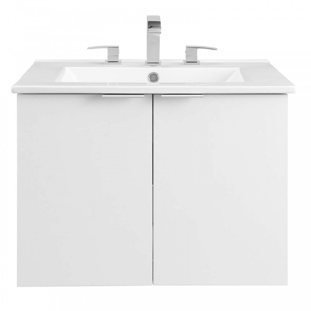 Maybelle 24" Wall-Mount Bathroom Vanity, White White