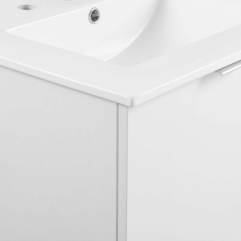 Maybelle 24" Wall-Mount Bathroom Vanity, White White