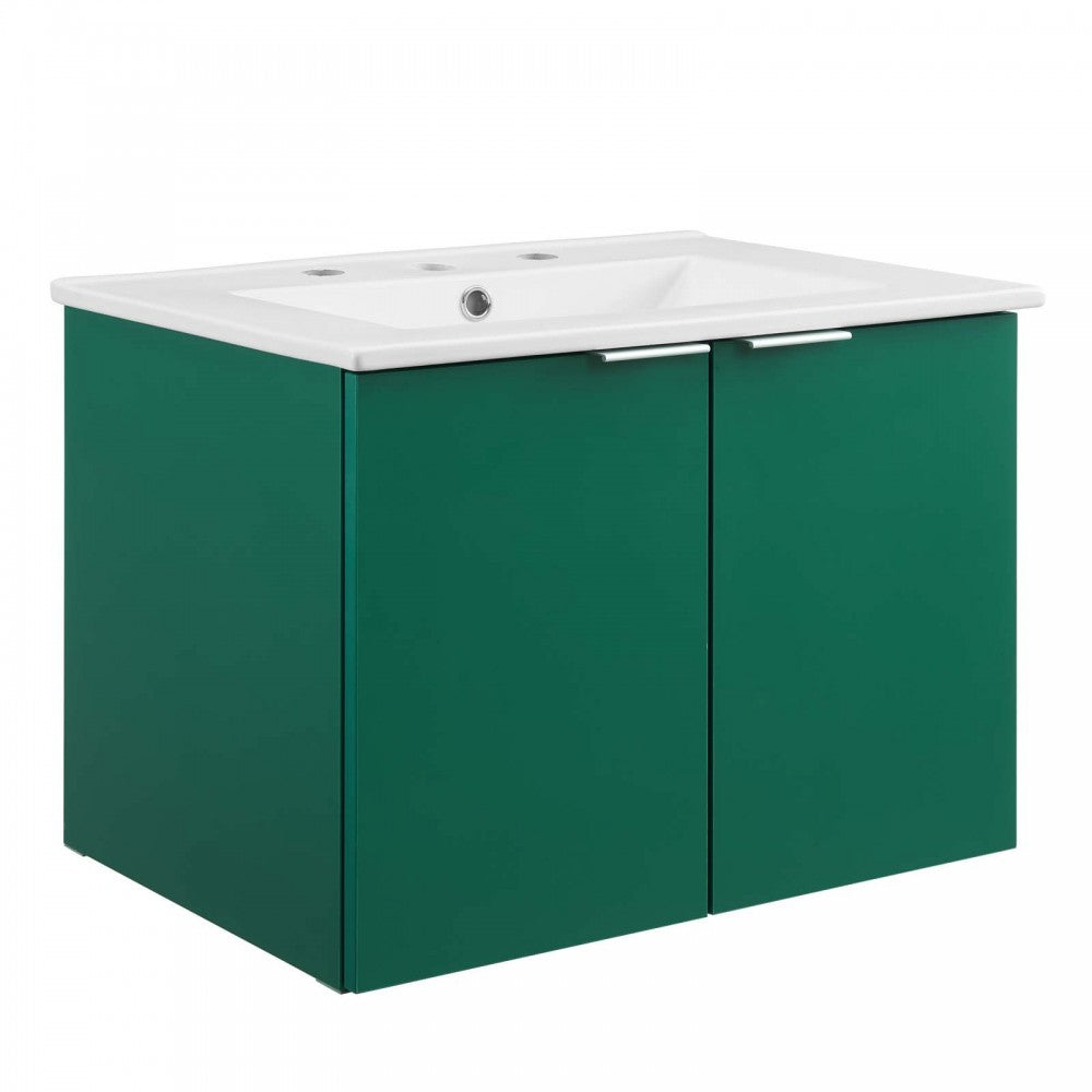 Maybelle 24" Wall-Mount Bathroom Vanity, Green White