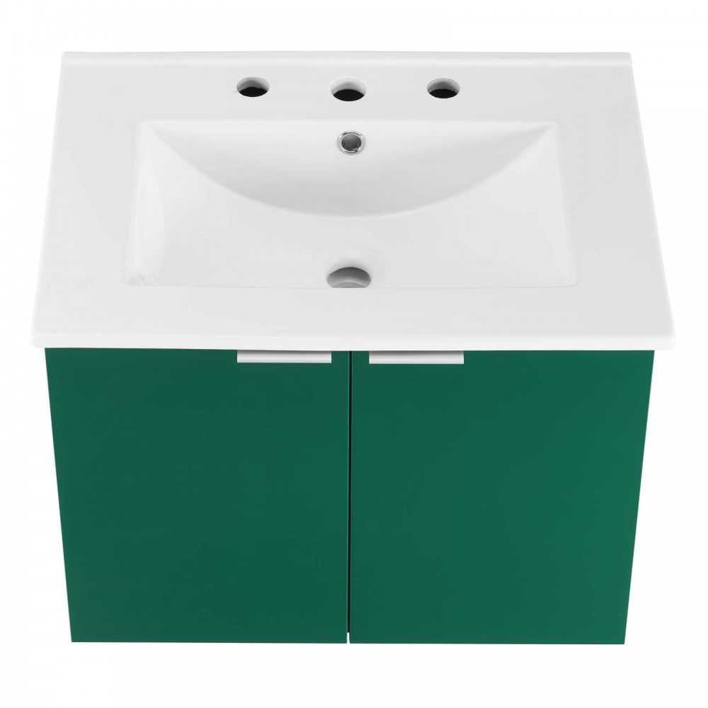 Maybelle 24" Wall-Mount Bathroom Vanity, Green White