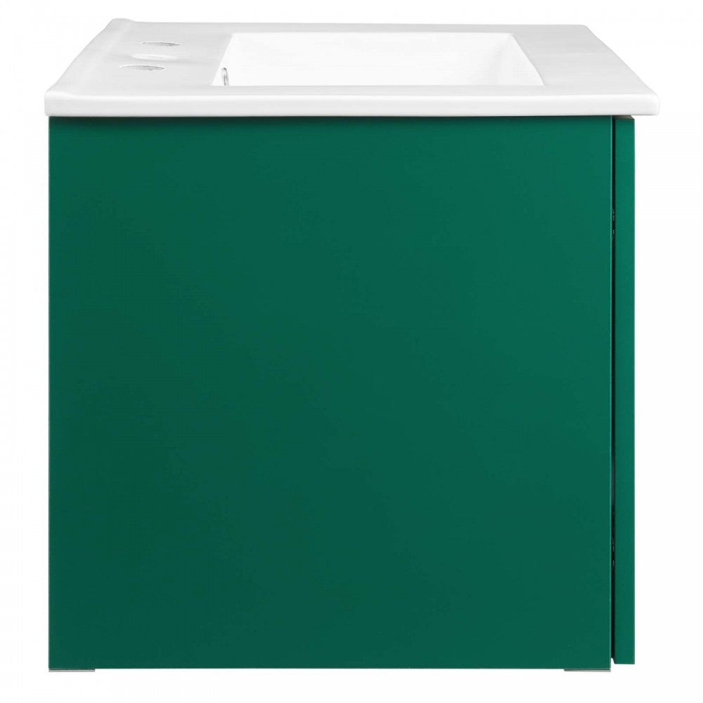 Maybelle 24" Wall-Mount Bathroom Vanity, Green White