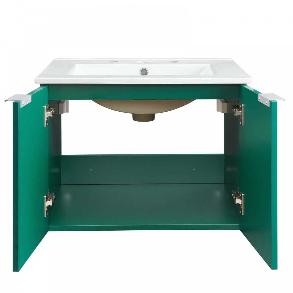 Maybelle 24" Wall-Mount Bathroom Vanity, Green White