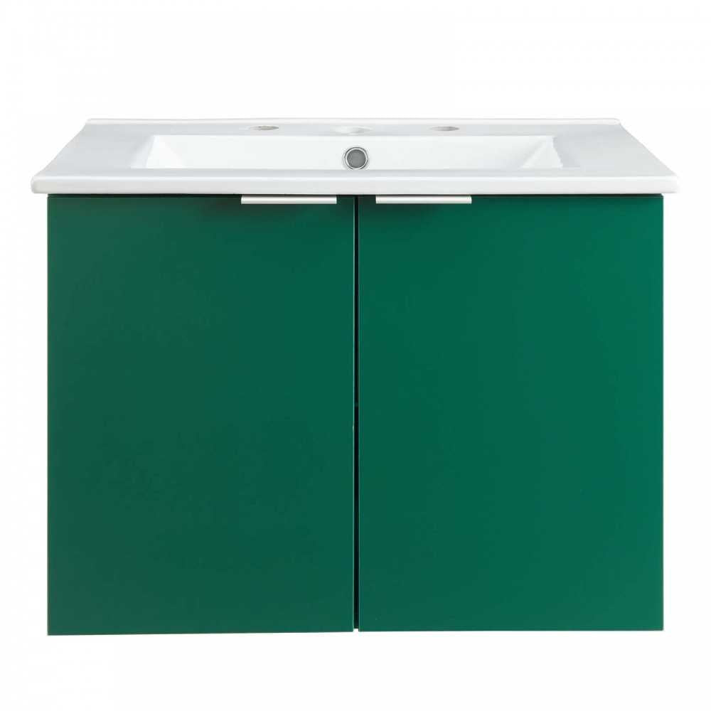 Maybelle 24" Wall-Mount Bathroom Vanity, Green White
