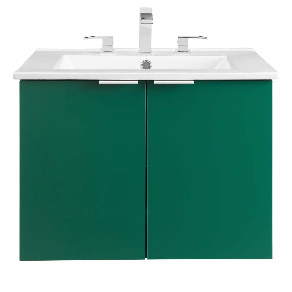 Maybelle 24" Wall-Mount Bathroom Vanity, Green White