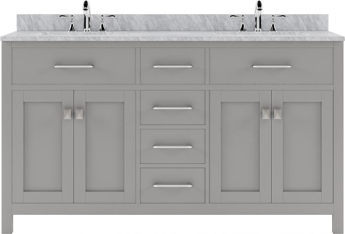 Caroline 60" Double Bathroom Vanity Set, Cashmere Gray with Mirror from Virtu USA