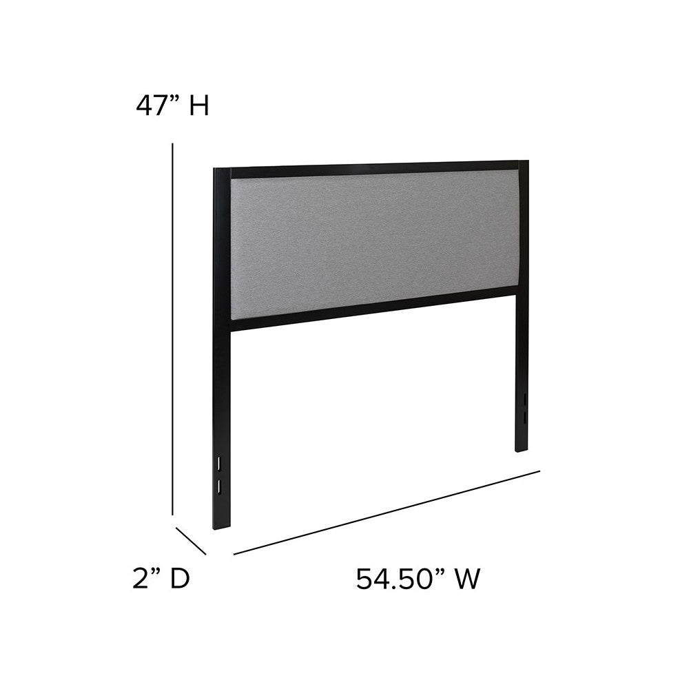 Melbourne Metal Upholstered Full Size Headboard in Light Gray Fabric