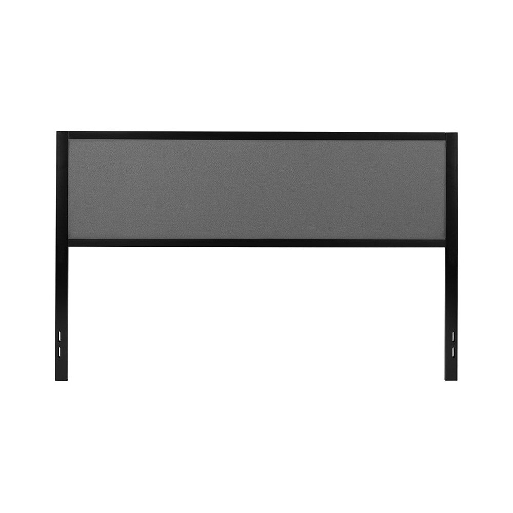 Melbourne Metal Upholstered King Size Headboard in Dark Gray Fabric