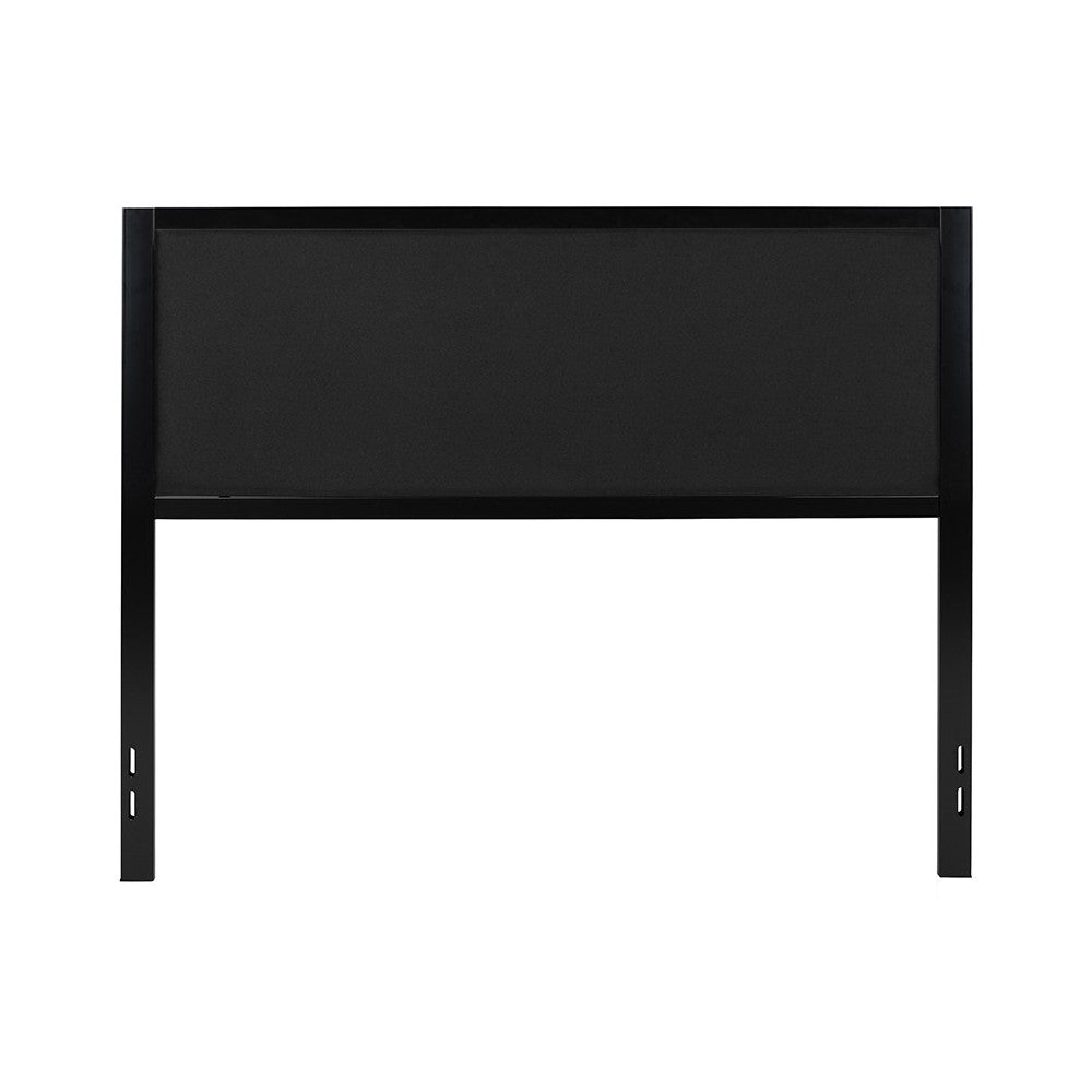 Melbourne Metal Upholstered Queen Size Headboard in Black Fabric