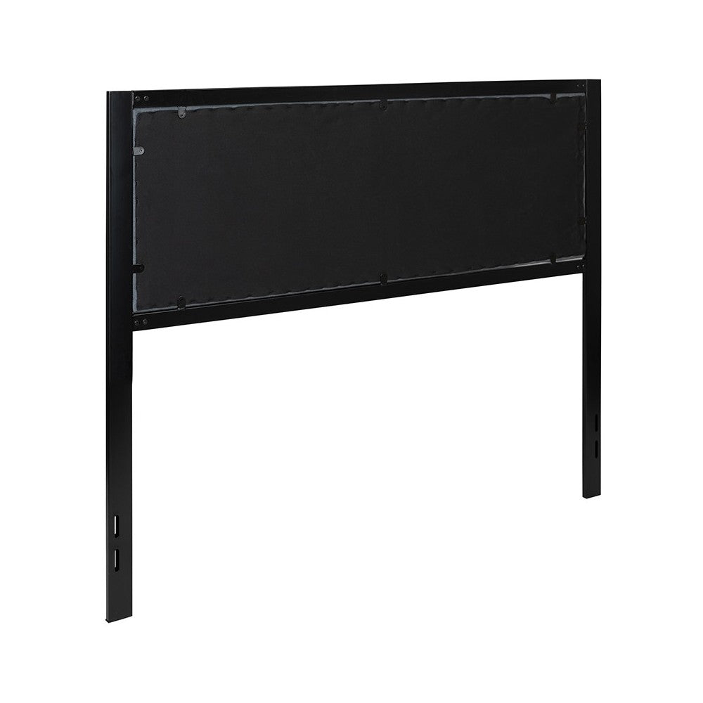 Melbourne Metal Upholstered Queen Size Headboard in Dark Gray Fabric