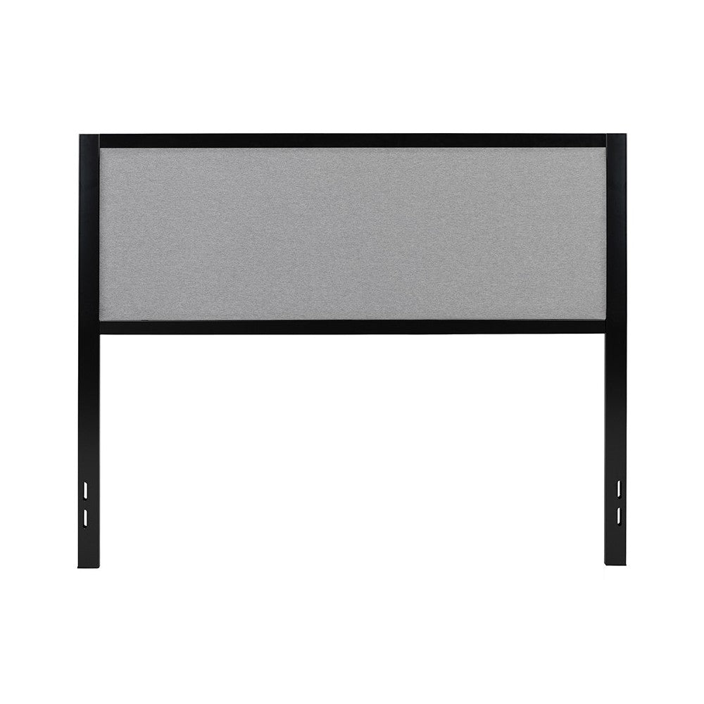 Melbourne Metal Upholstered Queen Size Headboard in Light Gray Fabric