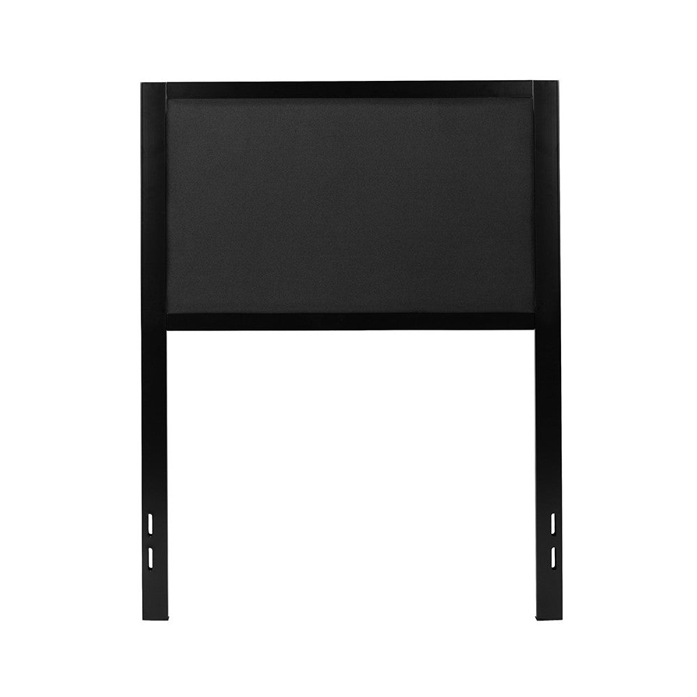 Melbourne Metal Upholstered Twin Size Headboard in Black Fabric