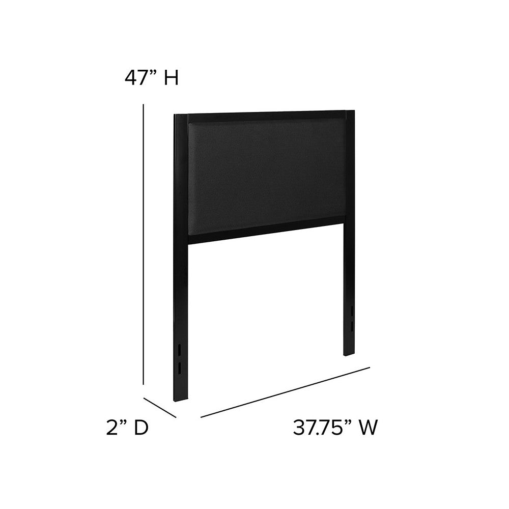 Melbourne Metal Upholstered Twin Size Headboard in Black Fabric