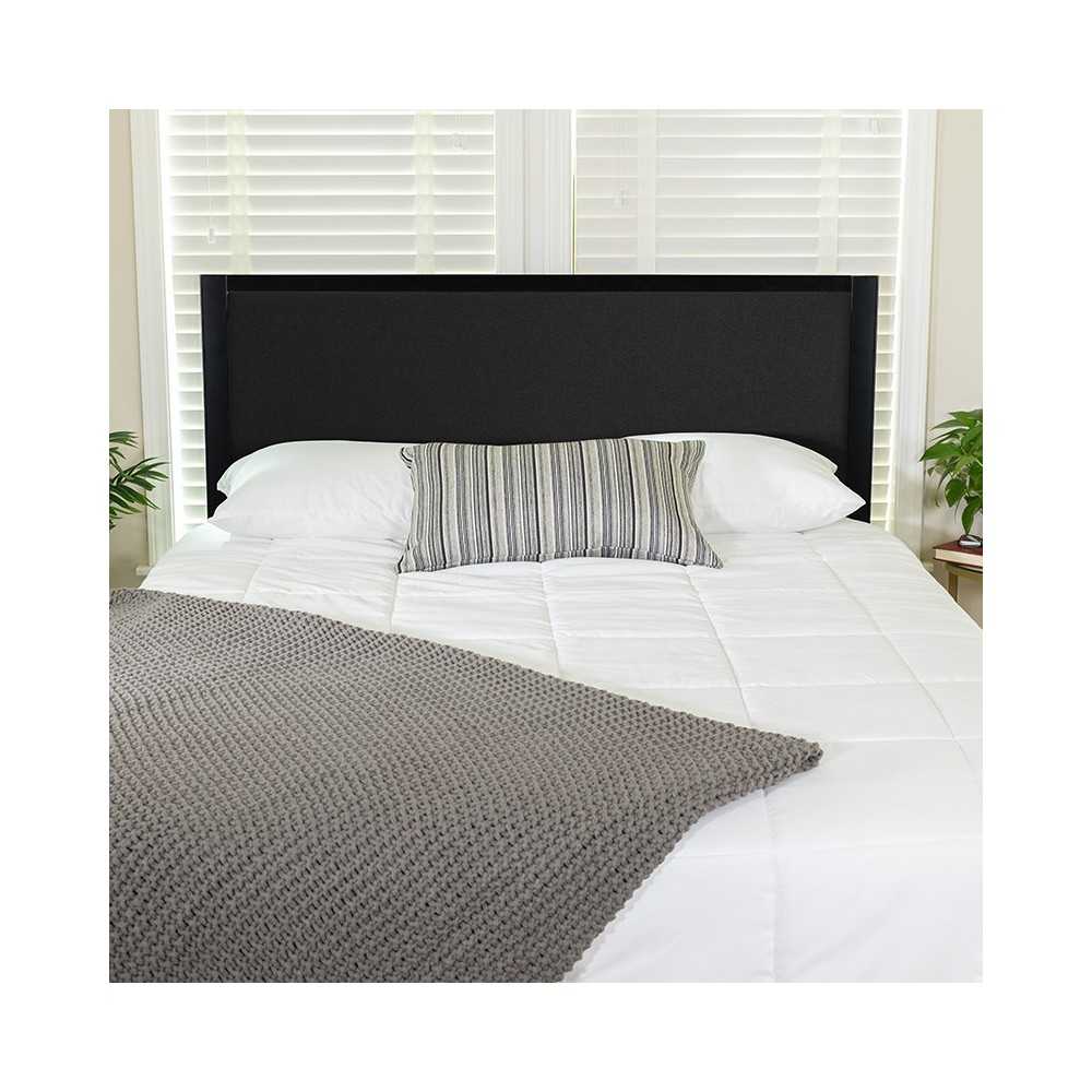 Melbourne Metal Upholstered Twin Size Headboard in Black Fabric