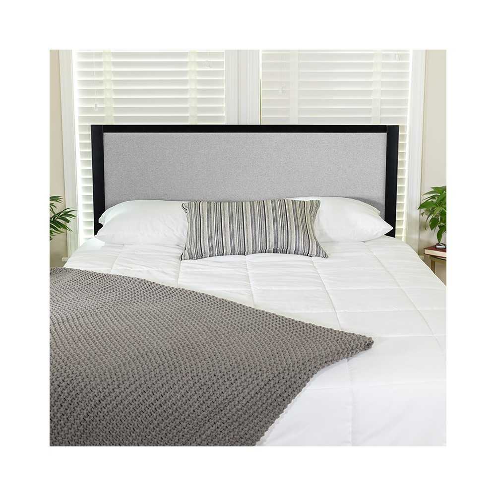 Melbourne Metal Upholstered Twin Size Headboard in Light Gray Fabric