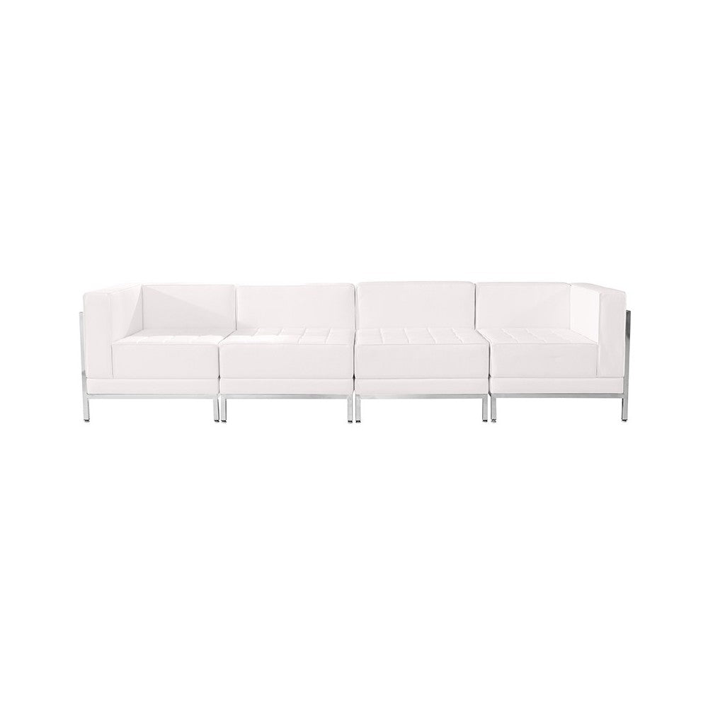 Melrose White LeatherSoft 4 Piece Lounge Set