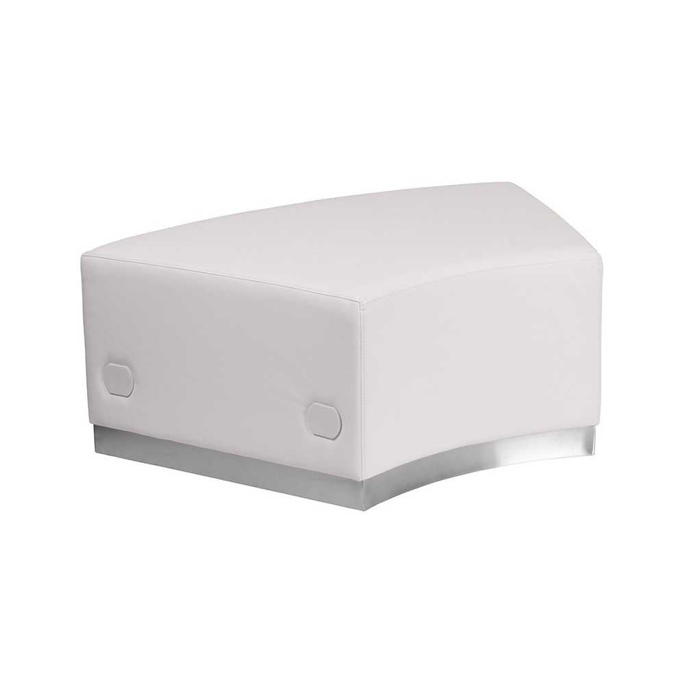 Melrose White LeatherSoft Backless Convex Chair with Brushed Stainless Steel Base