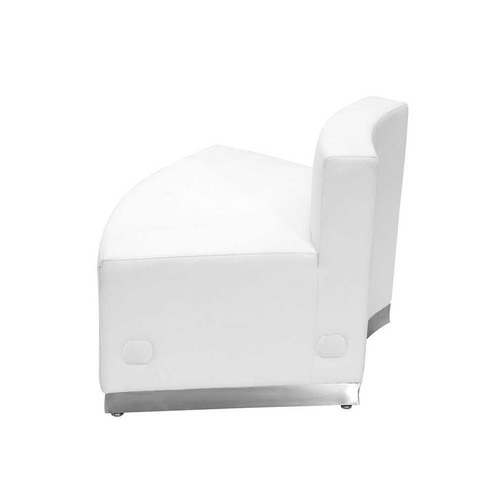 Melrose White LeatherSoft Convex Chair with Brushed Stainless Steel Base