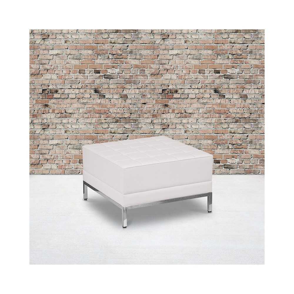 Melrose White LeatherSoft Ottoman