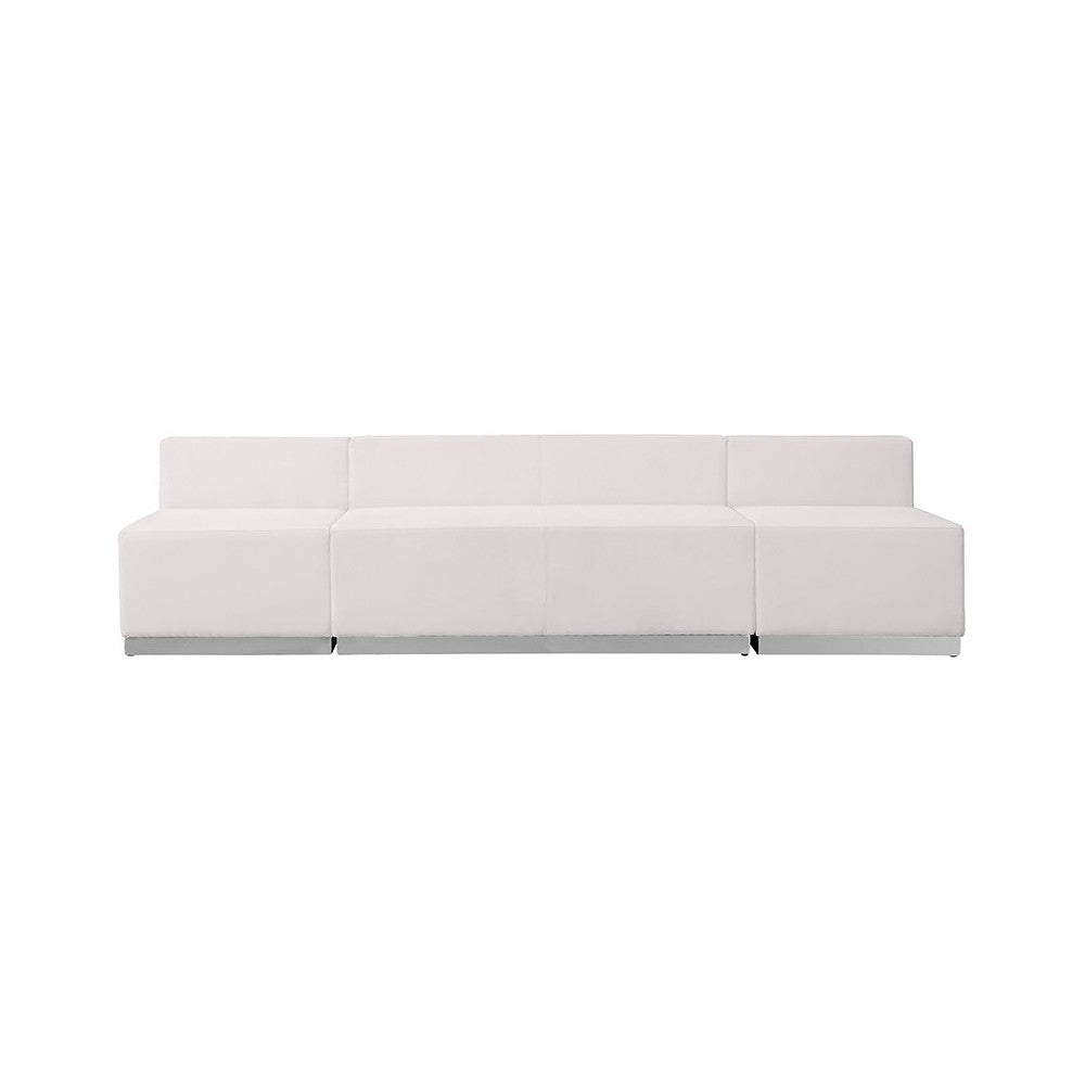 Melrose White LeatherSoft Reception Configuration, 3 Pieces