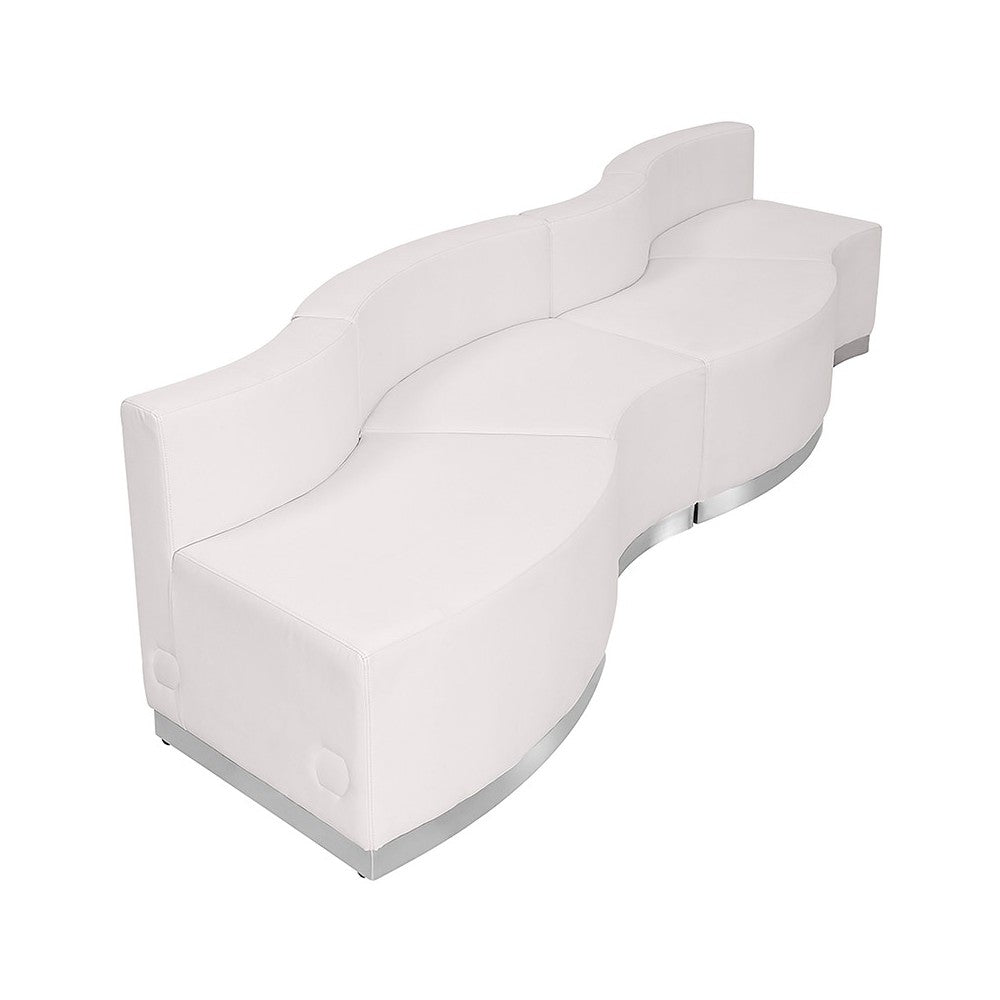 Melrose White LeatherSoft Reception Configuration, 4 Pieces