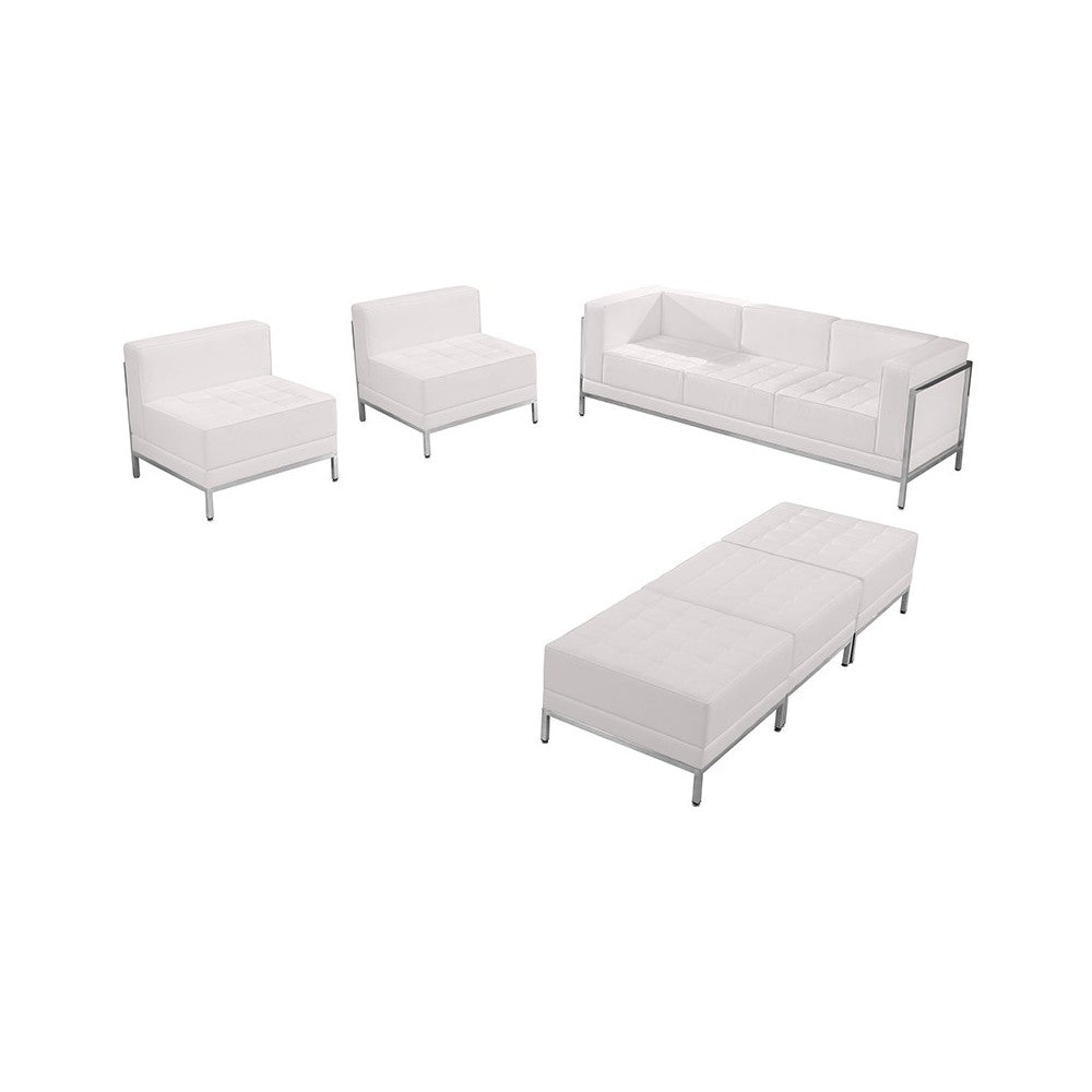 Melrose White LeatherSoft Sofa, Chair & Ottoman Set