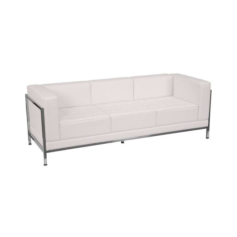 Melrose White LeatherSoft Sofa, Chair & Ottoman Set