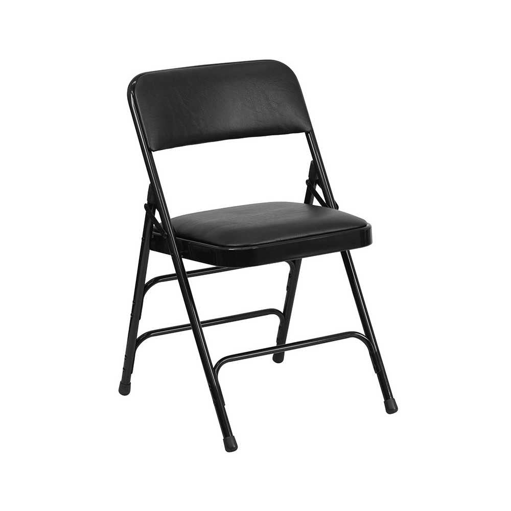 Metal Folding Chairs with Padded Seats | Set of 2 Black Metal Folding Chairs