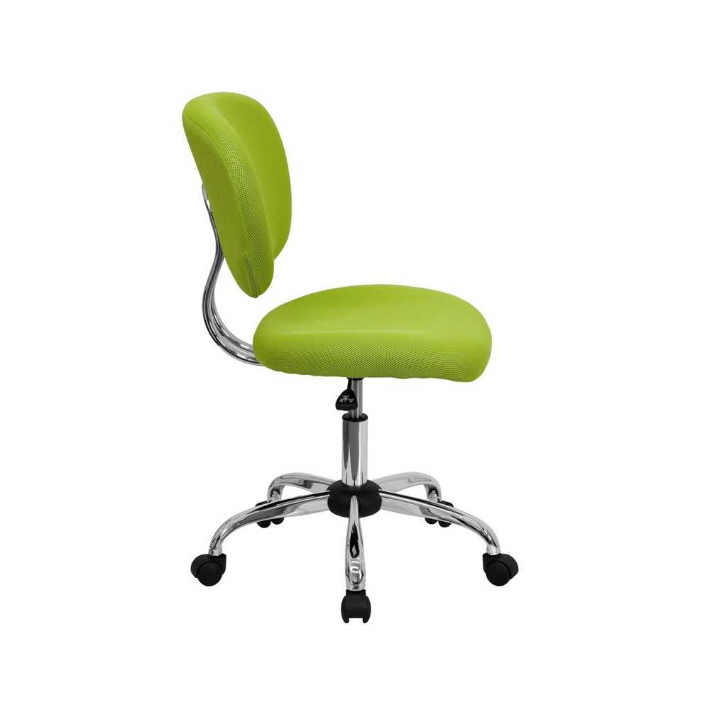 Mid-Back Apple Green Mesh Padded Swivel Task Office Chair with Chrome Base