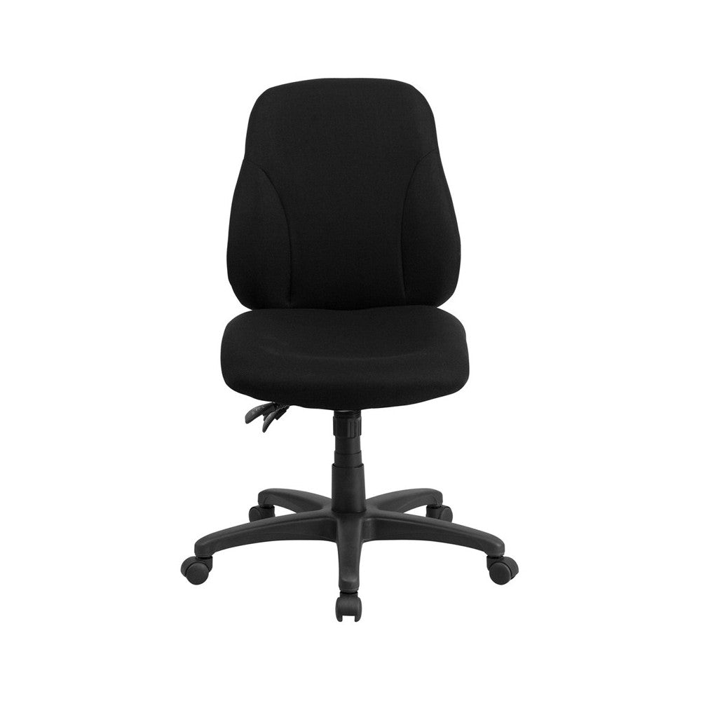 Mid-Back Black Fabric Multifunction Swivel Ergonomic Task Office Chair
